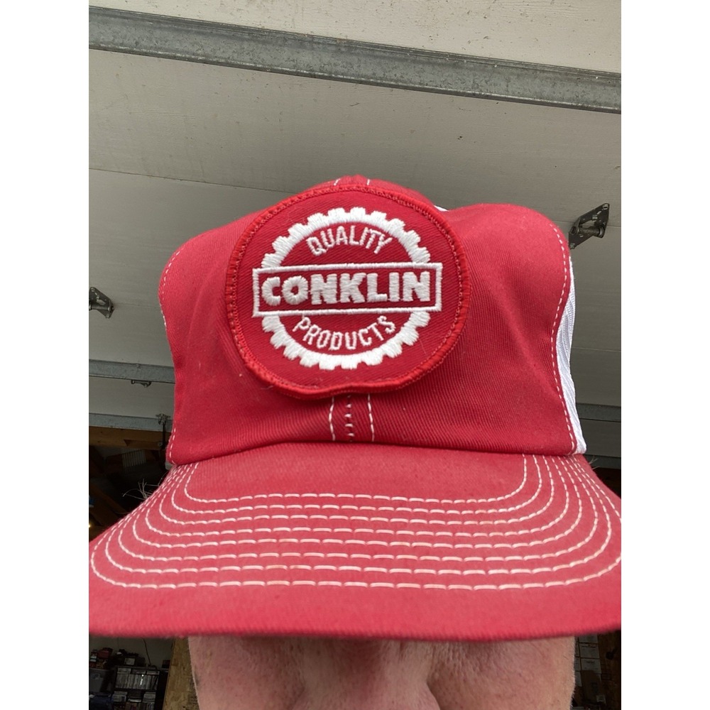 VTG K-Brand Trucker Hat Conklin Quality Products Patch‎ Red Mesh USA Cap